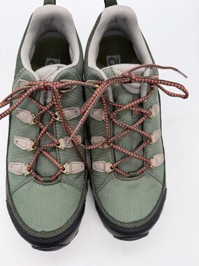 Men's Olive Green Athletic Hiking Shoes with Orange Accent Laces NWOT